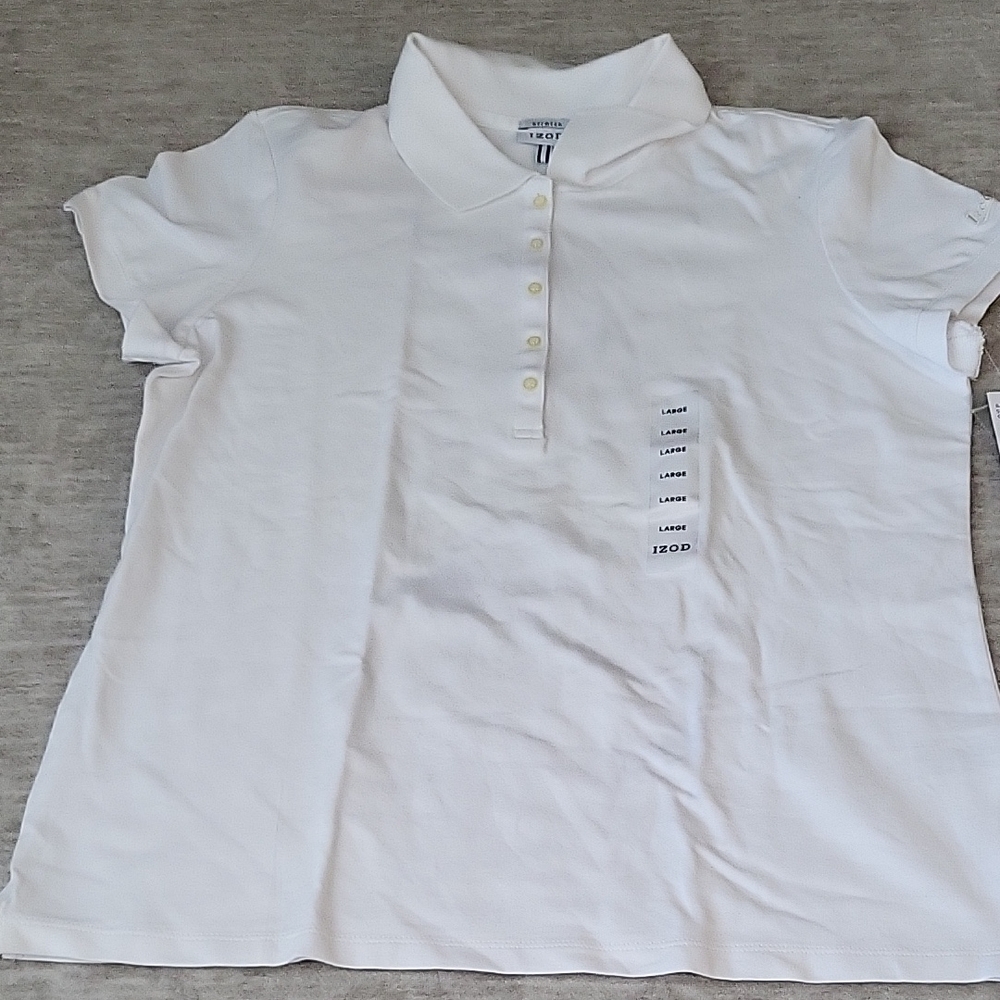 IZOD Women Ivory Polo Shirt
